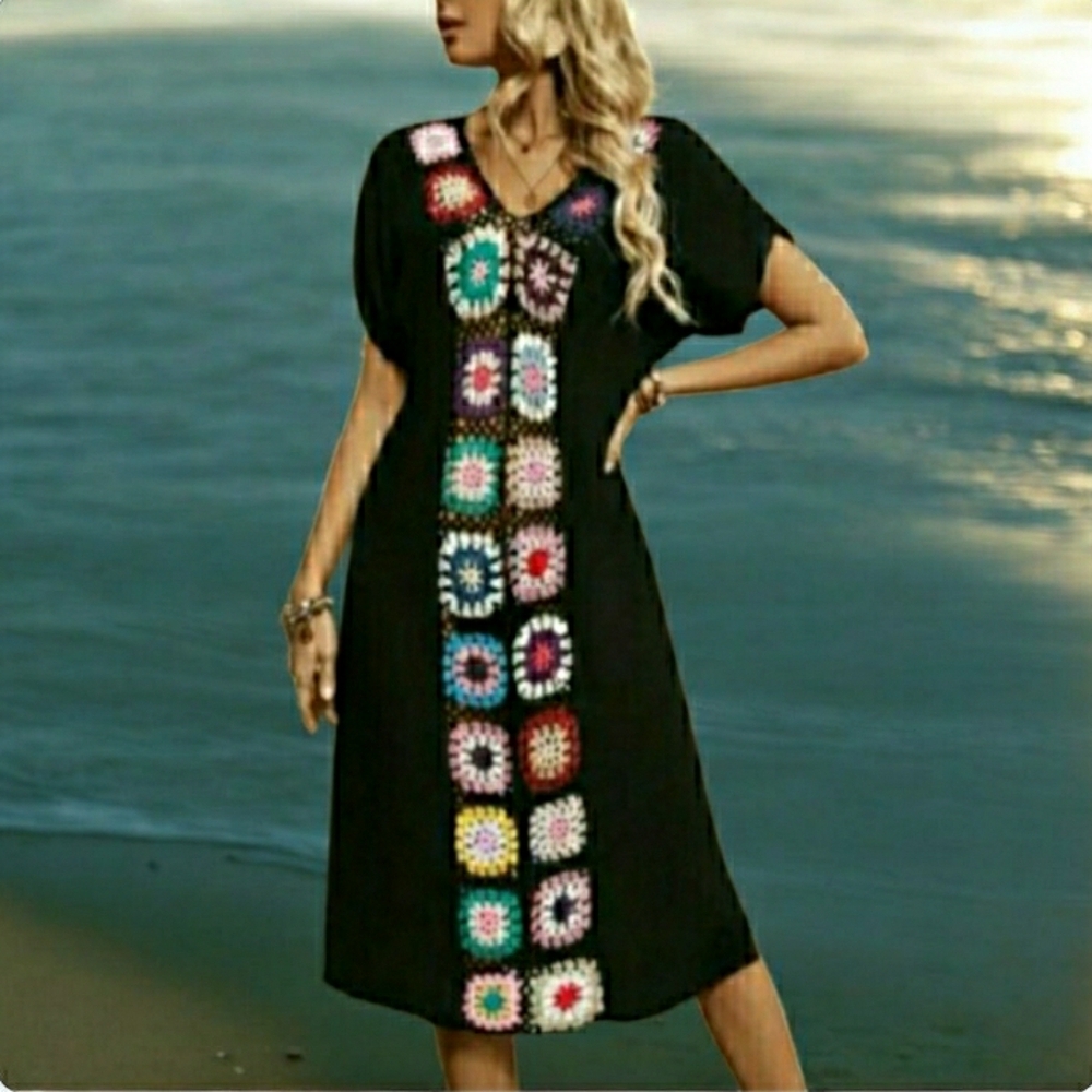 Swimsuit Cover Up Crochet Dress Black Small NEW 🌊 LAST 1 - Picture 6 of 9